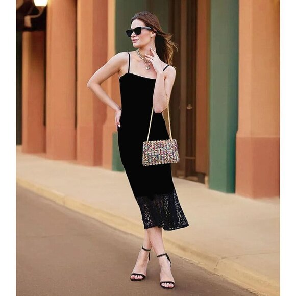 Women Gold Sparkling Evening Purse Rhinestone for Weddings, Parties, - Picture 6 of 9